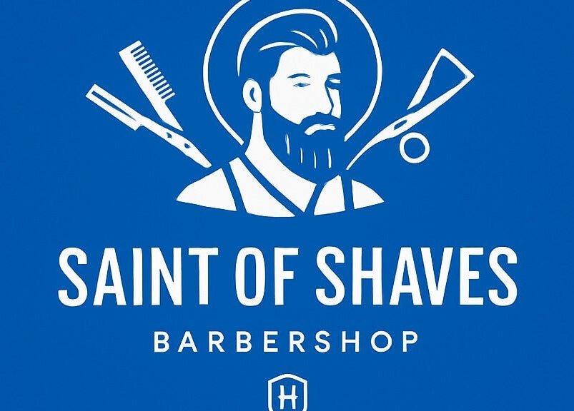 Saint of Shaves Barbershop logo in Sofia, Sofia City Province, BG, featuring scissors and comb.