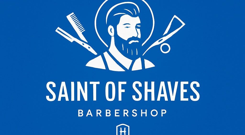 Saint of Shaves Barbershop logo in Sofia, Sofia City Province, BG, featuring scissors and comb.