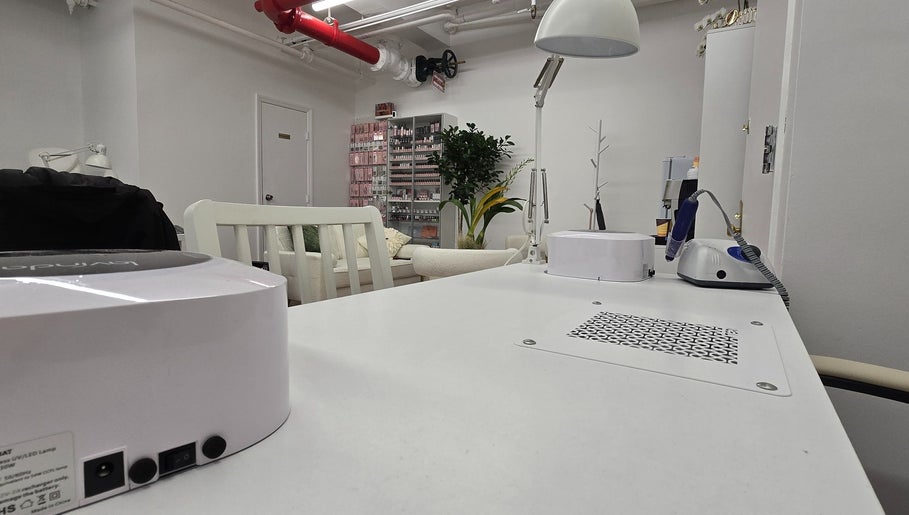 Modern nail treatment space at Italmas Nails Inc., New York, New York, US.