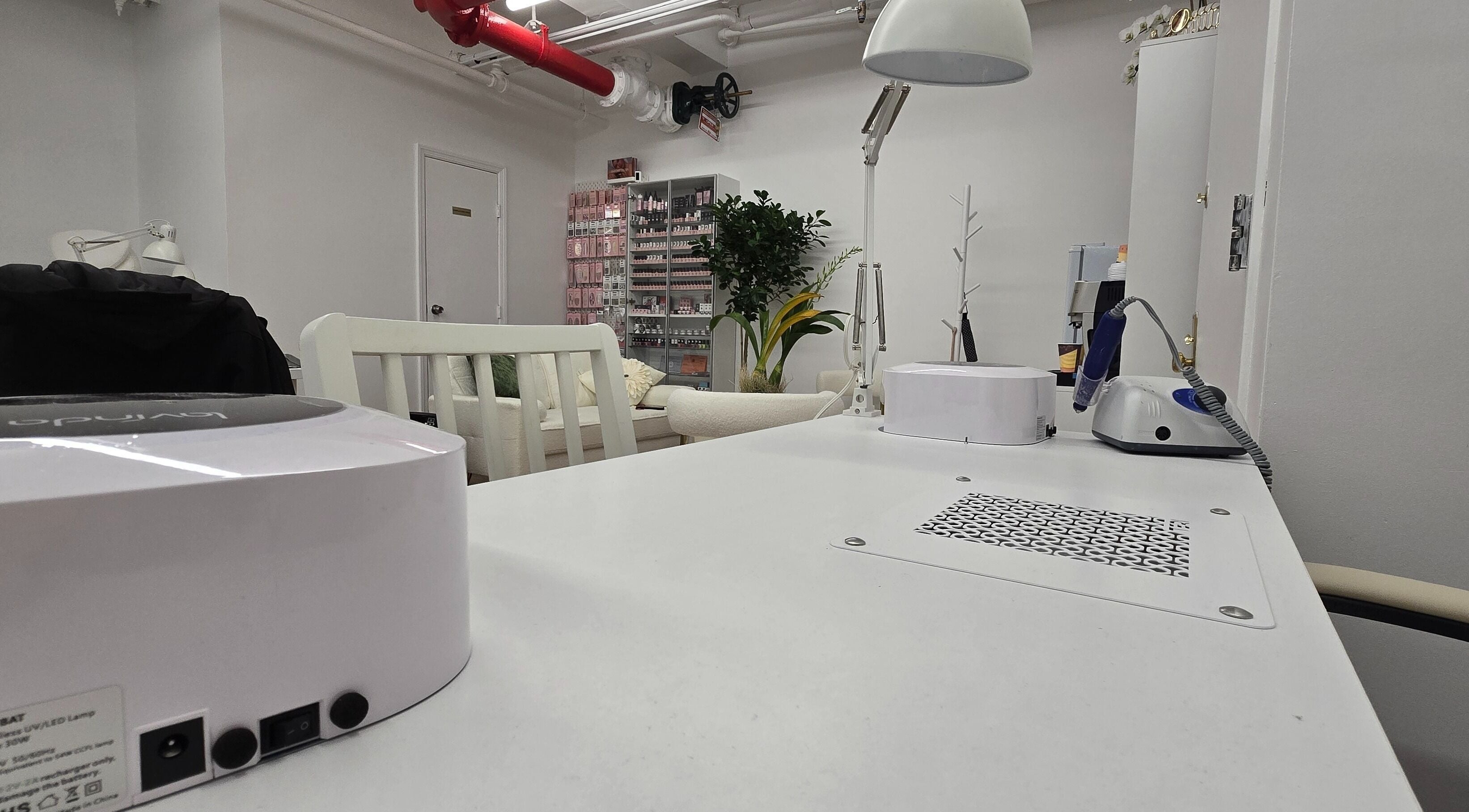 Modern nail treatment space at Italmas Nails Inc., New York, New York, US.