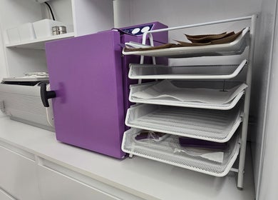 Modern salon equipment at Italmas Nails Inc., New York, New York, US.