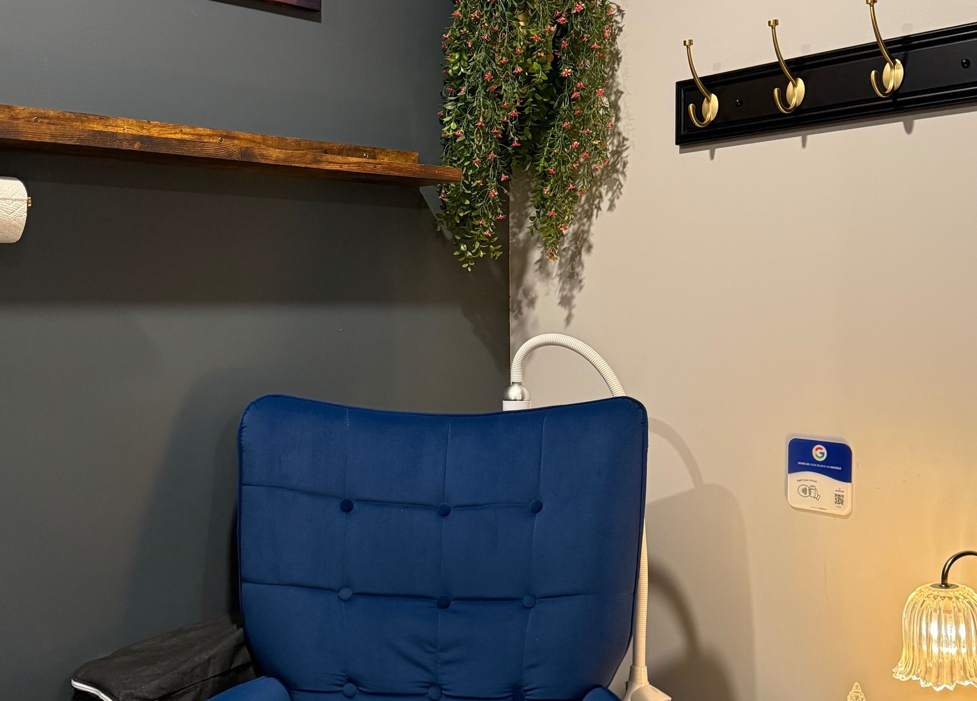Relaxation chair in a serene space at Sunkissed Luxe, Kenora, Ontario, CA, perfect for wellness indulgence.