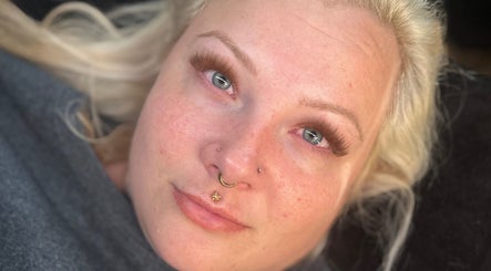 Close-up of a woman with styled eyelashes at Lashed by Ches, Johnson City, Tennessee, US.