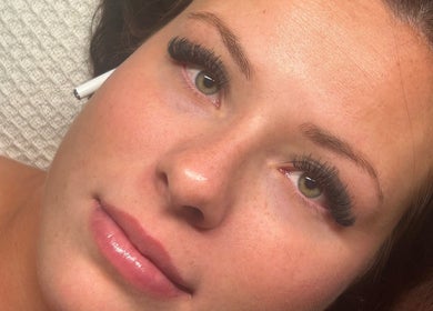 Close-up of eyelash extensions at Lashed by Ches, Johnson City, Tennessee, US.