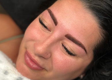 A woman with expertly styled eyelashes at Lashed by Ches, Johnson City, Tennessee, US.