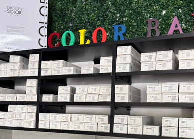 Vibrant color bar at Just Glow Hair Studio, Cape Town, Western Cape, ZA with diverse hair dye options.
