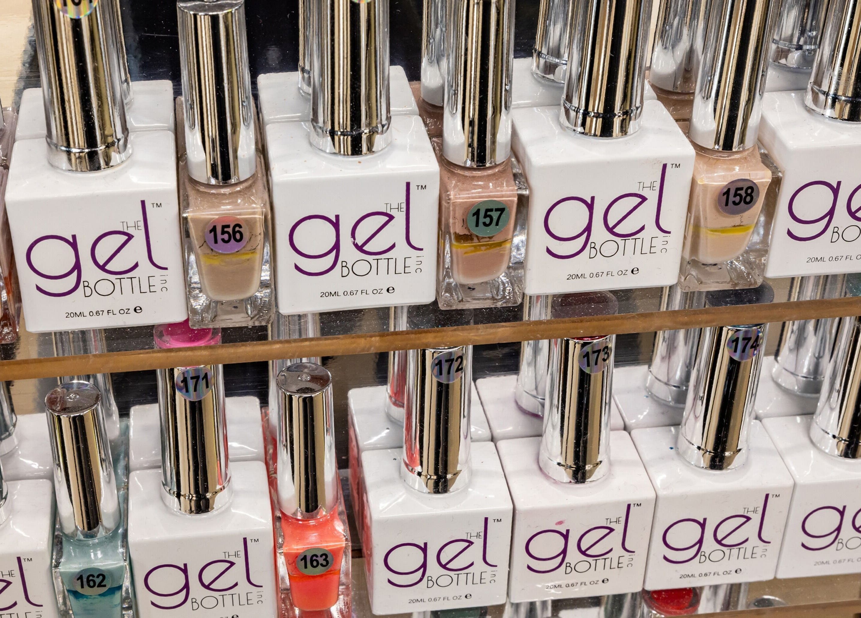 Colorful nail polishes displayed at Dima Beautiful in London, England, GB.