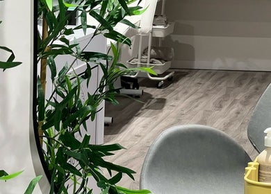 Modern seating and plants at Beauty Spot By Paula, Bridgnorth, England, GB promoting relaxation.