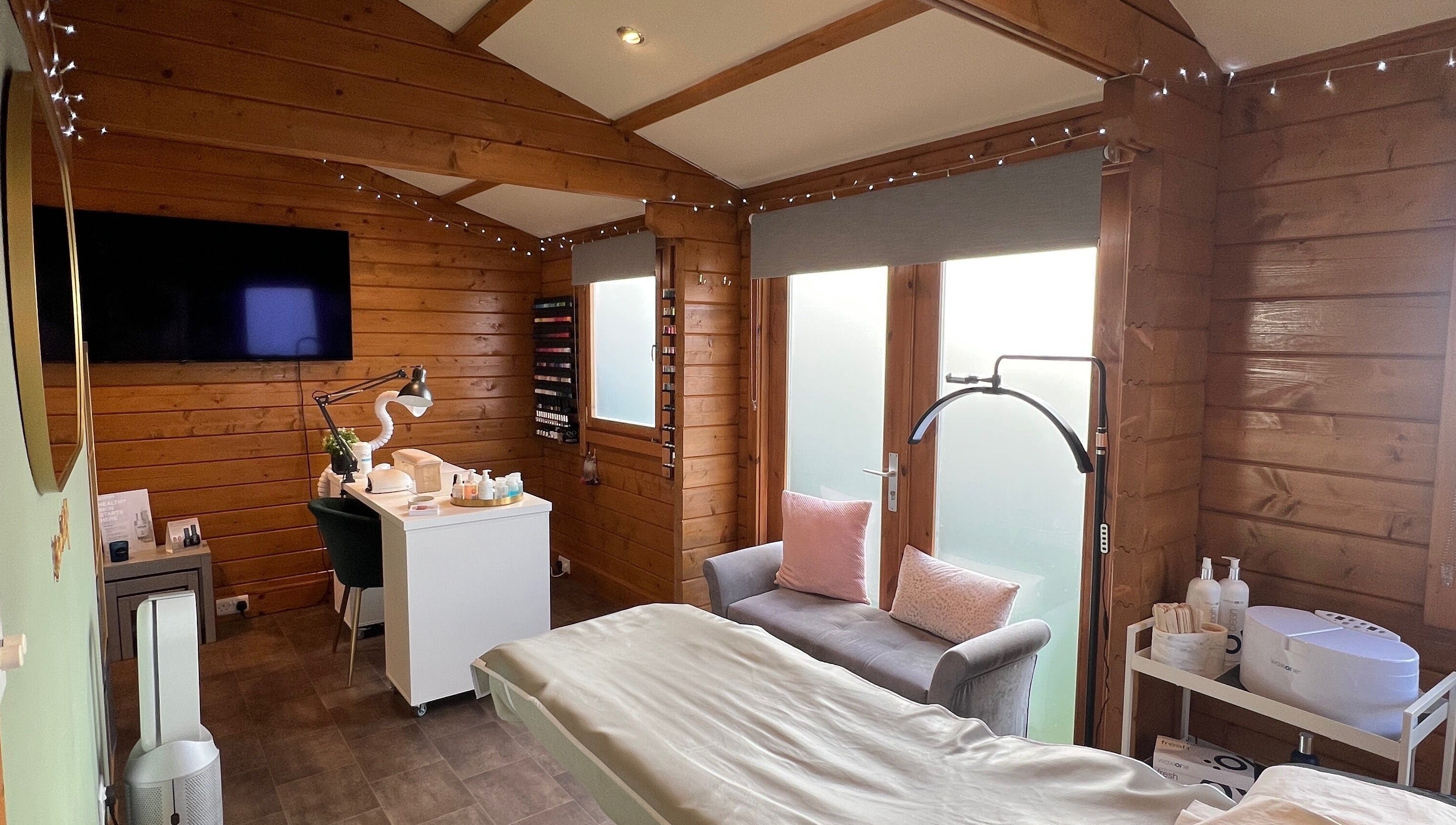 Interior of Beau Boutique in Clovenfords featuring cozy treatment setup in Scottish Borders, GB.