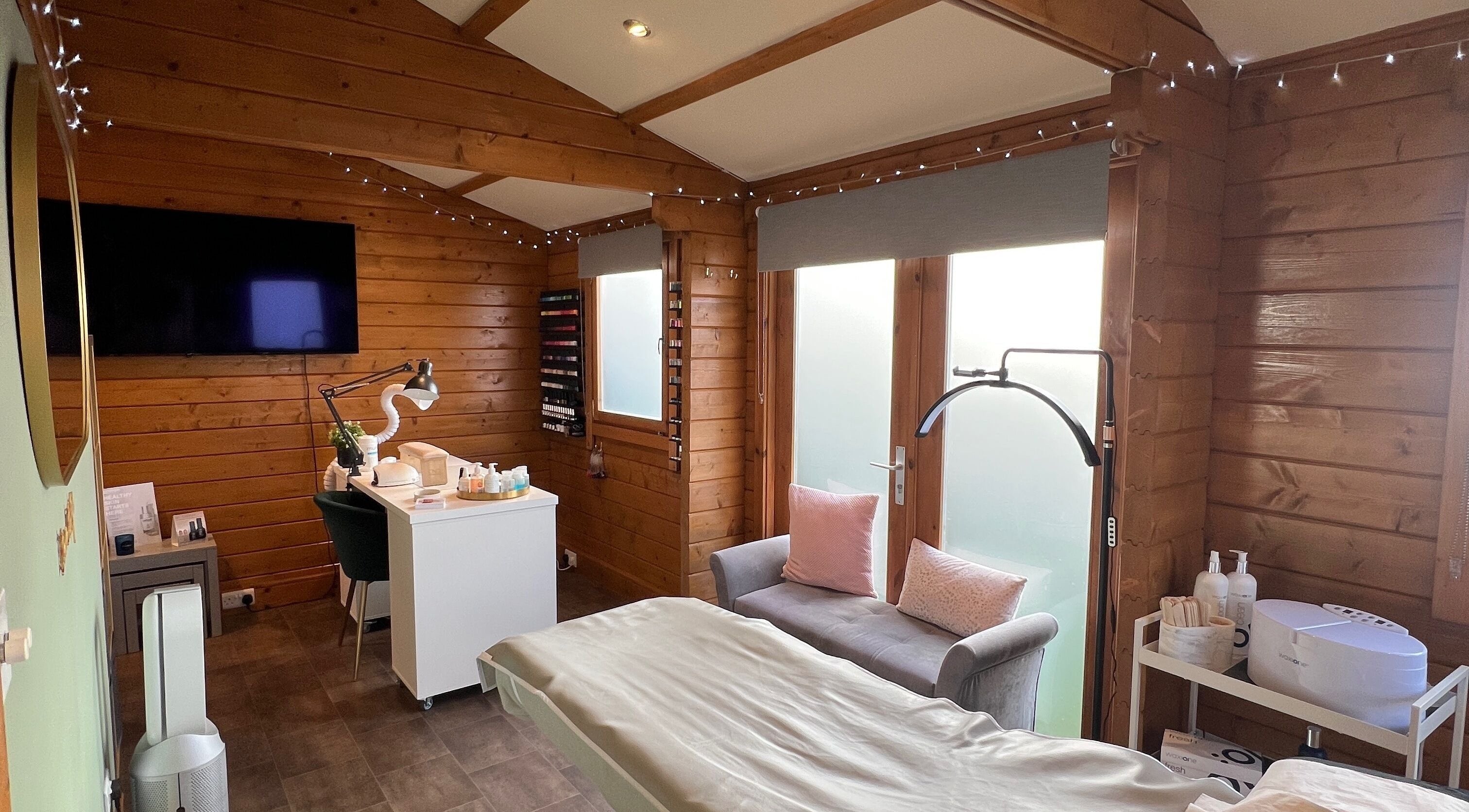 Interior of Beau Boutique in Clovenfords featuring cozy treatment setup in Scottish Borders, GB.