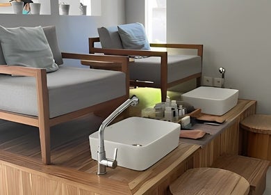 Modern pedicure station at KU Salon and Spa, Nusa Tenggara Barat, offering comfort and elegance.