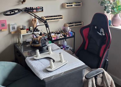Relaxing nail salon setup at Sanctuary by Nymeria | Nymeria UK in Barnsley, England, GB with cozy chair.