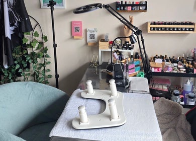 Sanctuary by Nymeria | Nymeria UK in Barnsley, England, GB: Stylish nail station setup with tools and products.