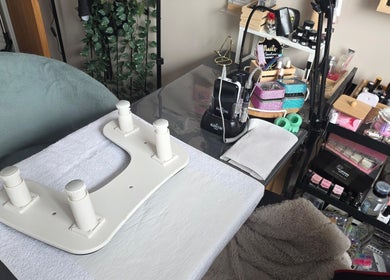 Cozy nail care station at Sanctuary by Nymeria | Nymeria UK, Barnsley, England, GB with manicure tools.