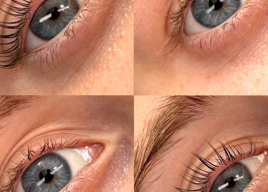 Close-up of eyelash extensions at Luxe Lashes, Jersey, St Helier, JE, showcasing detailed lash artistry.