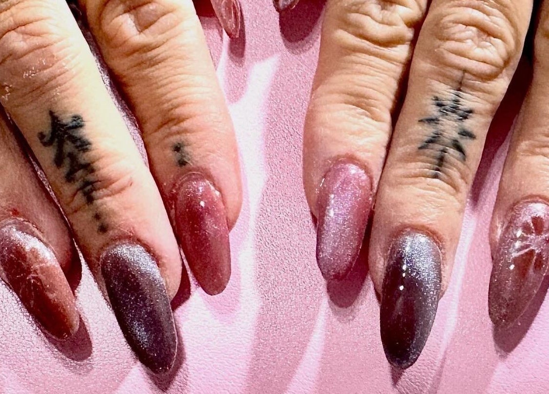 Elegant nail art with pink shimmer at Pixie Glow Aesthetics & Nails, Harlow, England, GB.