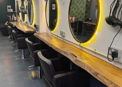 Elegant styling stations at Rebekah Whiteside Hair in Donaghadee, Northern Ireland, GB showcasing modern design.