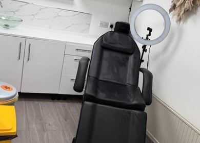 Modern treatment chair in Skin king & Aesthetics, Leeds, England, GB, ideal for beauty and wellness services.