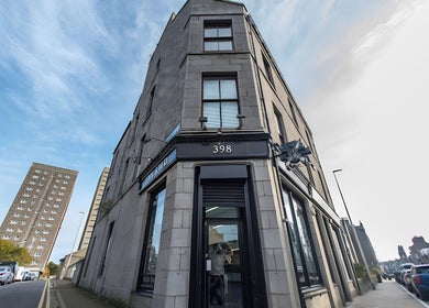 Gia venue exterior on a bright street in Aberdeen, Scotland, GB.