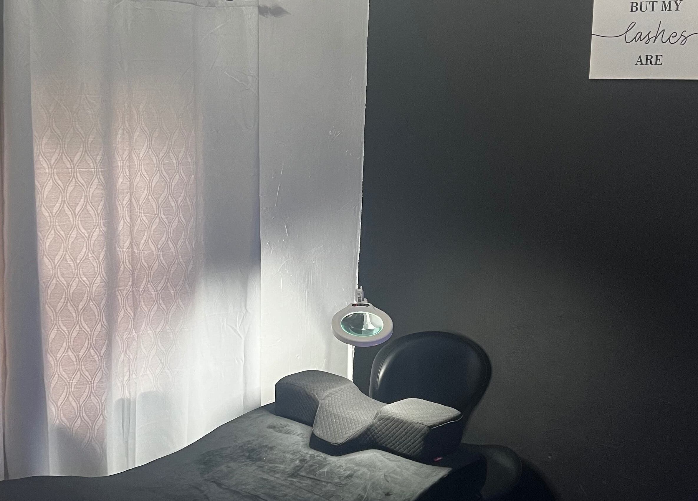 Cozy lash treatment room at The Lash Alchemist, Montego Bay, St. James Parish, JM.