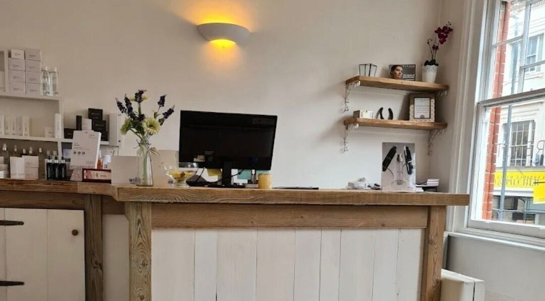 Reception area at Gemini Aesthetic in Royal Tunbridge Wells, England, GB showcasing a stylish, inviting design.