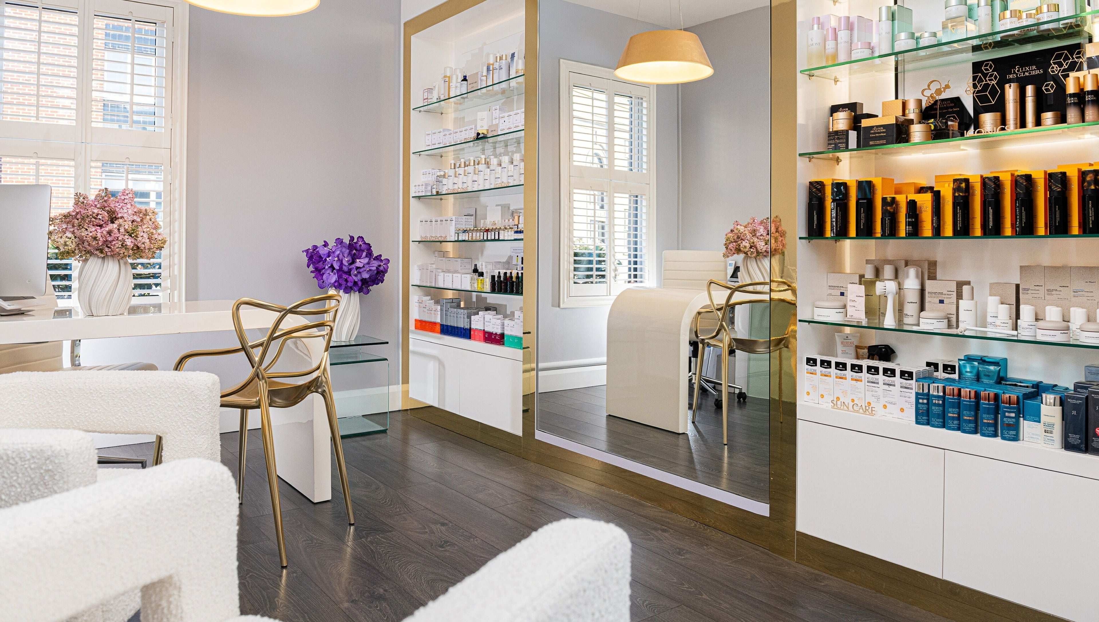 Modern interior of Skin By Olga in Dublin, County Dublin, IE, showcasing luxury skincare products and chic decor.