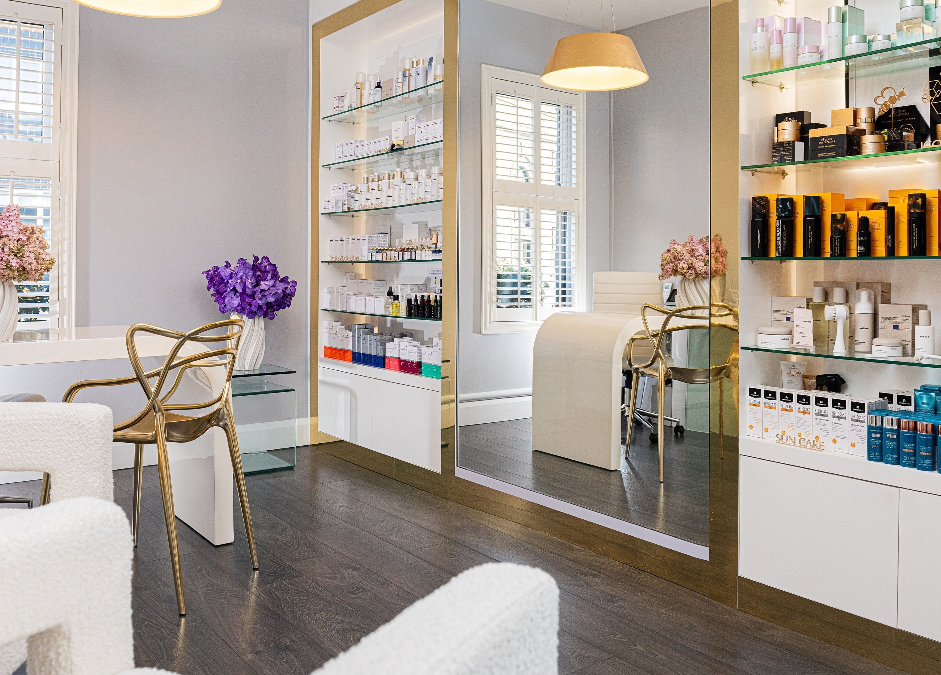 Modern interior of Skin By Olga in Dublin, County Dublin, IE, showcasing luxury skincare products and chic decor.