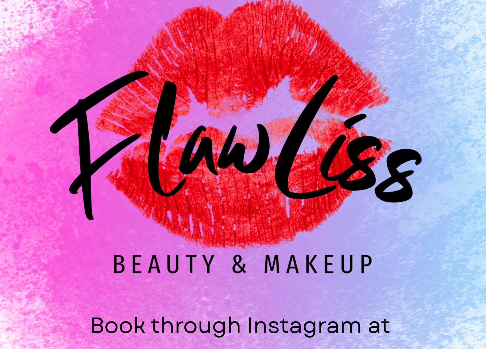 FlawLiss Beauty logo with red lips set against pink and blue tones. Located in Cooranbong, New South Wales, AU.