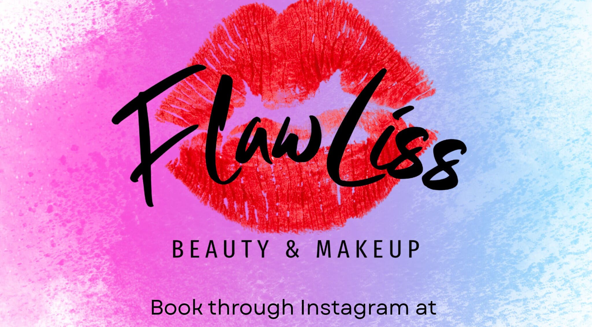 FlawLiss Beauty logo with red lips set against pink and blue tones. Located in Cooranbong, New South Wales, AU.