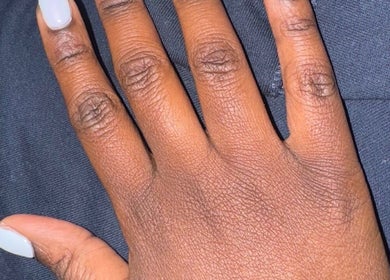 Stylish nails with white polish at The Nail Bar🍸 in Brampton, Ontario, CA