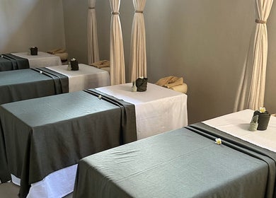 Massage tables at Sol Spa Gili in Nusa Tenggara Barat, ID, offering a serene wellness experience.