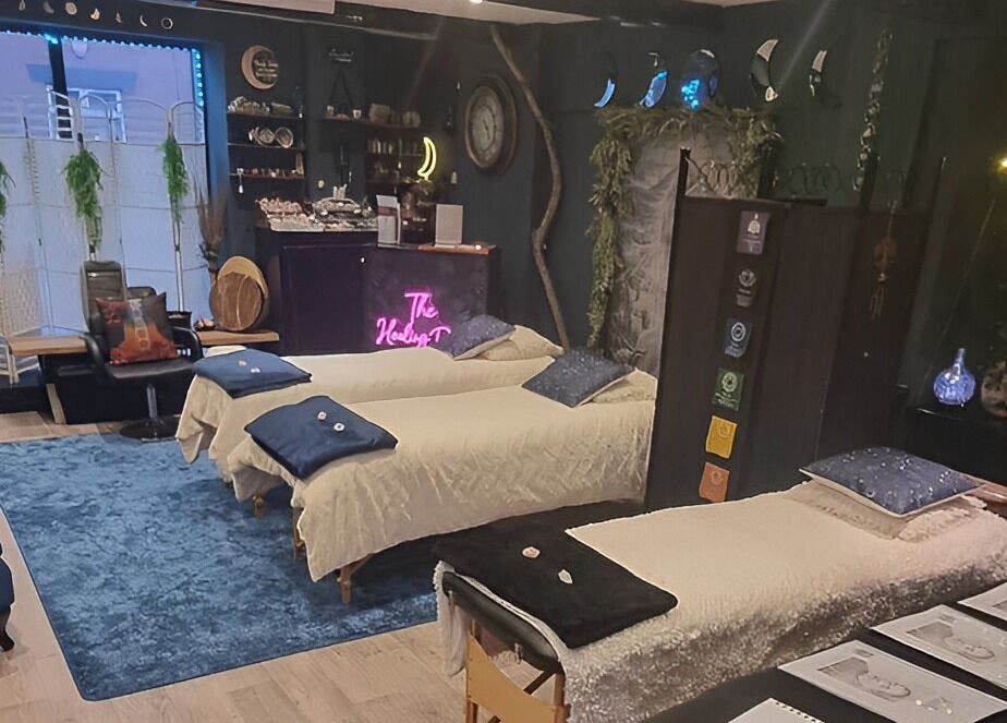 Relaxing therapy beds at The Healing Room Oldham, Oldham, England, GB, offering tranquility and wellness services.