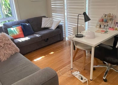 Cozy nail salon setup at GlossedByCici, Balgowlah Heights, New South Wales, AU, featuring modern decor.