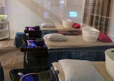 Relaxing spa beds at Angels Wellness Spa, Perth, Western Australia, AU, offering tranquility and comfort.