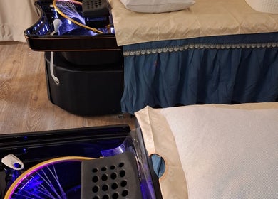 Relaxation beds at Angels Wellness Spa, Perth, Western Australia, AU, offering serene wellness treatments.