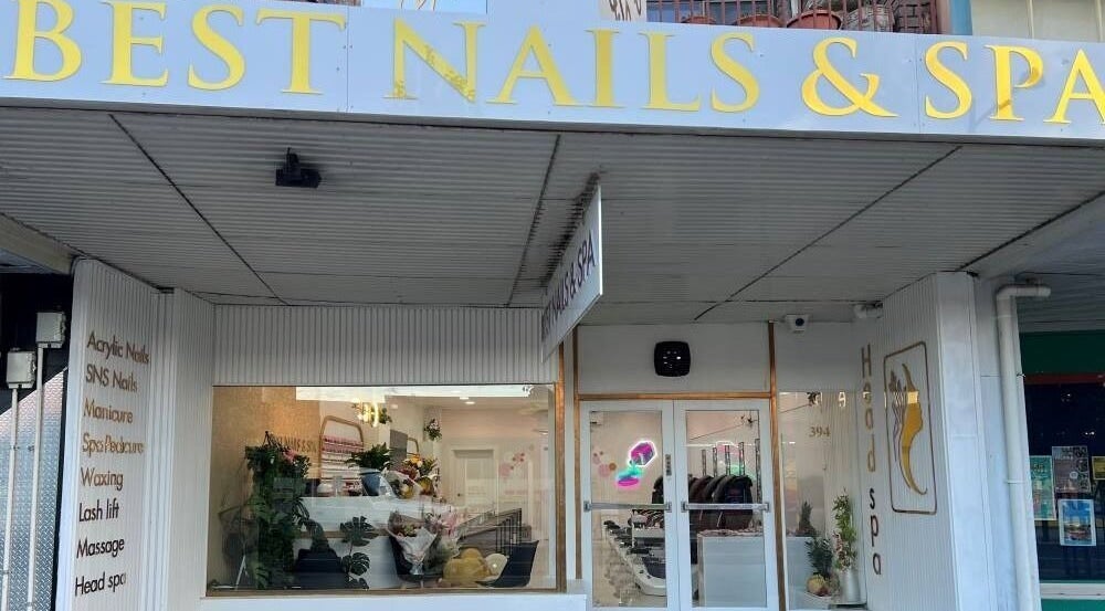 Entrance of Best Nails & Spa, Glenorchy, Tasmania, AU, showcasing elegant decor and welcoming ambiance.