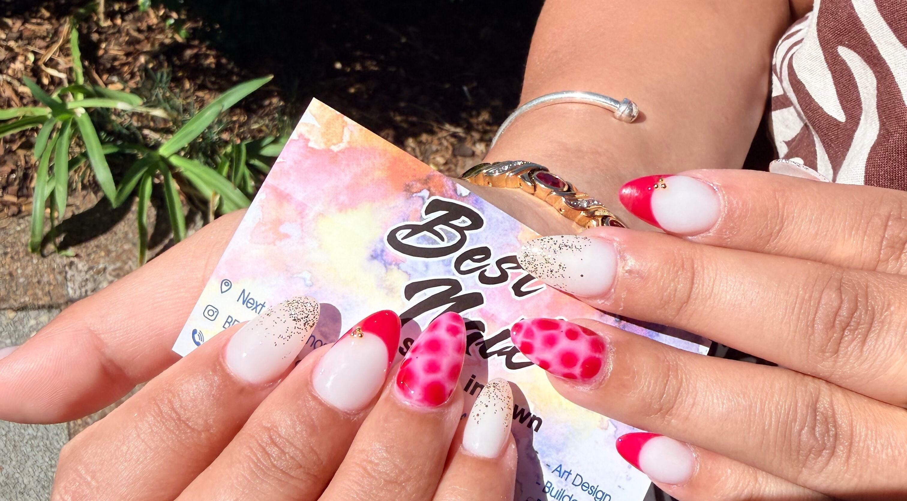 Colorful manicure at Best Nails & Spa, Glenorchy, Tasmania, AU showcasing unique nail designs.