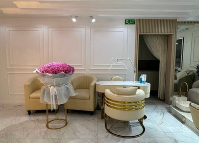 Luxurious nail care station at Glamsoul Beauty Lounge, Abu Dhabi, Abu Dhabi, AE, featuring elegant decor.