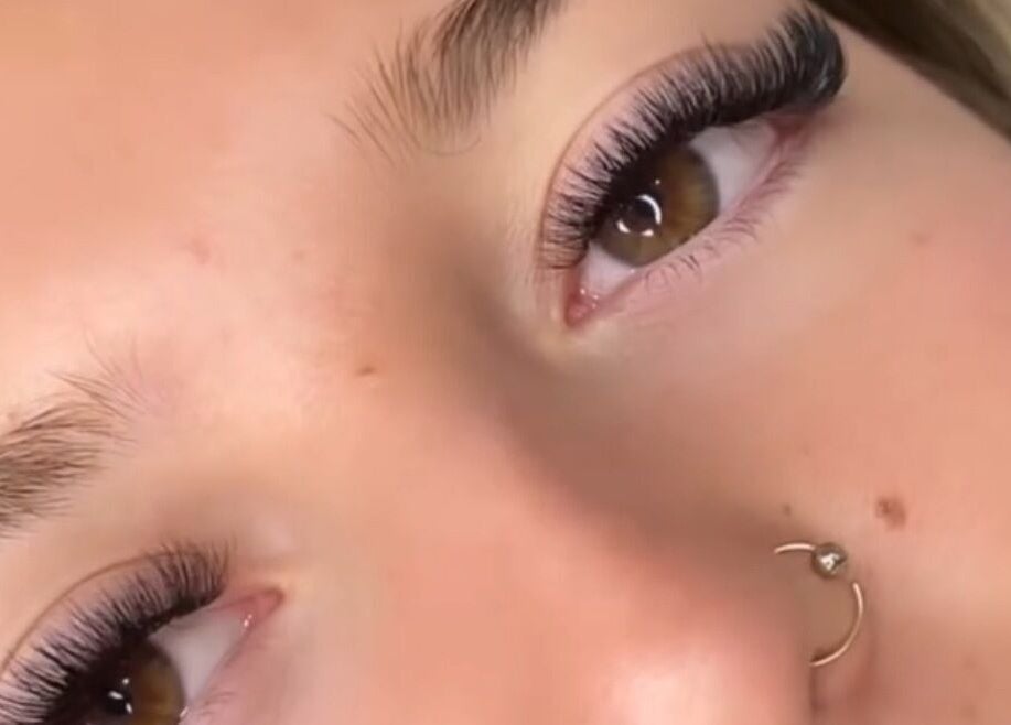 Close-up of styled eyelashes at Naked Skin Space, Glenmore Park, New South Wales, AU.