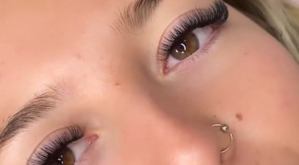 Close-up of styled eyelashes at Naked Skin Space, Glenmore Park, New South Wales, AU.