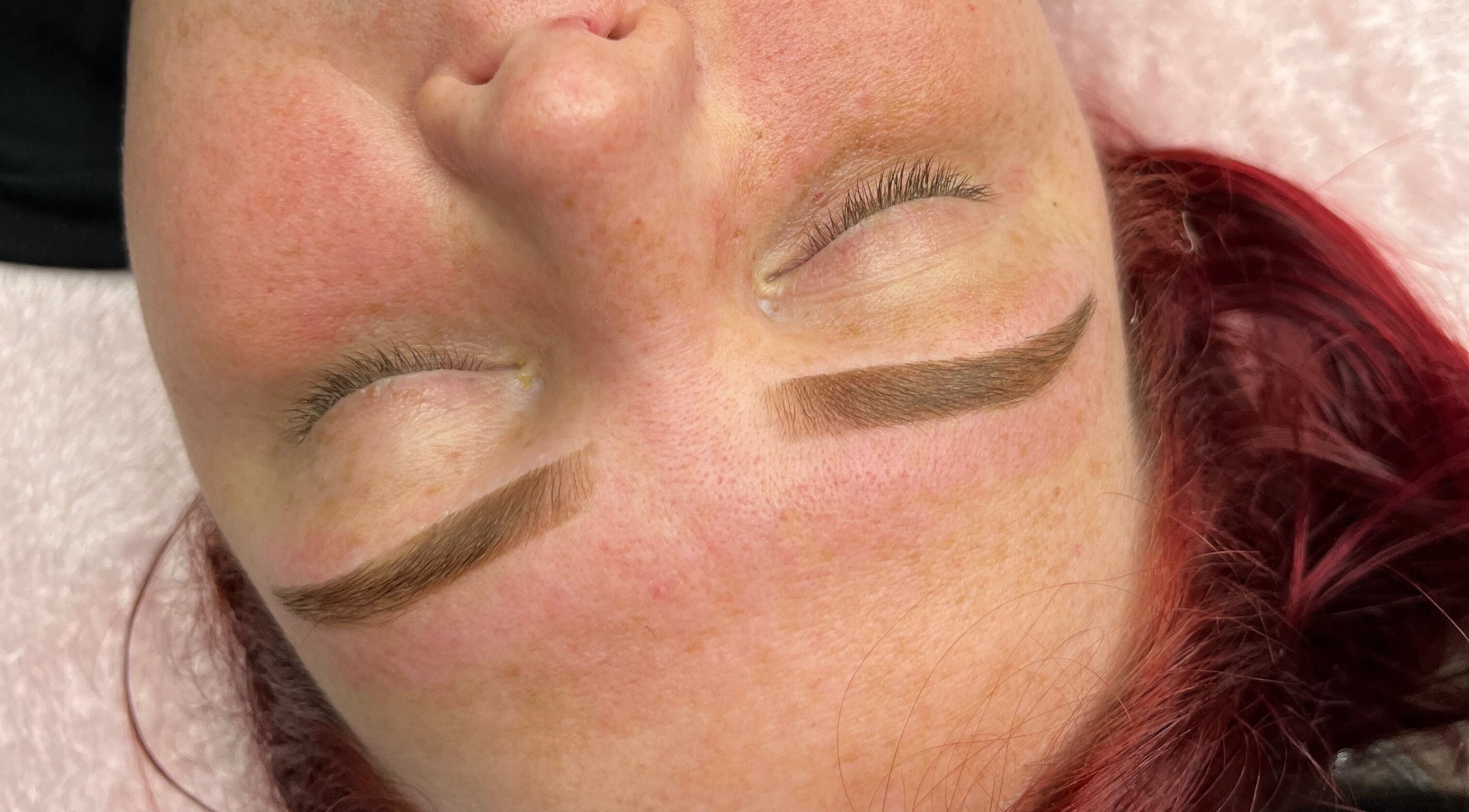 Close-up of beautiful eyebrow treatment at Naked Skin Space, Glenmore Park, New South Wales, AU.