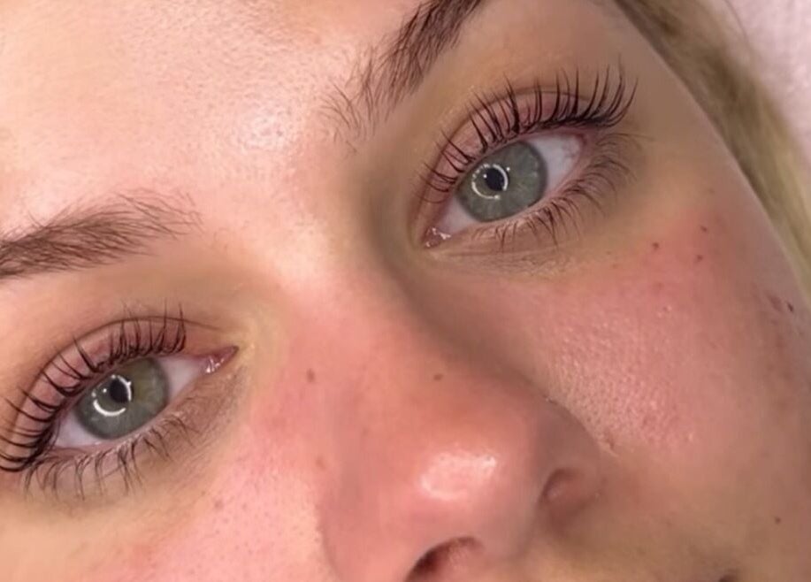 Close-up of enhanced lashes at Naked Skin Space, Glenmore Park, New South Wales, AU.