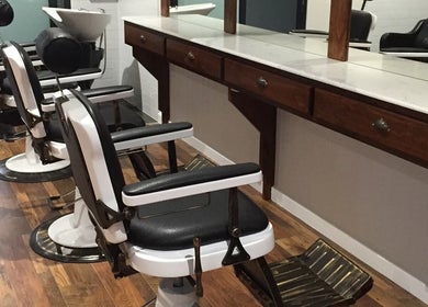 Elegant barber chairs at Style Lounge Hairdressing and Barbering, Melbourne, Victoria, AU.
