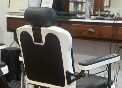 Classic barber chair in Style Lounge Hairdressing and Barbering, Melbourne, Victoria, AU.