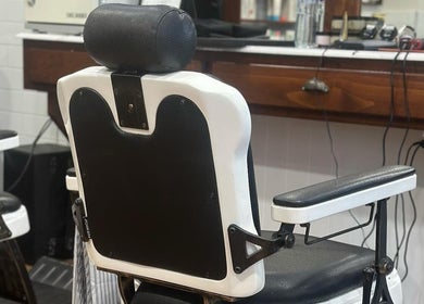 Classic barber chair at Style Lounge Hairdressing and Barbering, Melbourne, Victoria, AU.