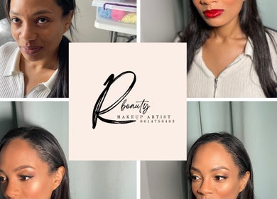 Before and after makeup transformation at R Beauty, Cape Town, Western Cape, ZA showcasing elegant artistry.