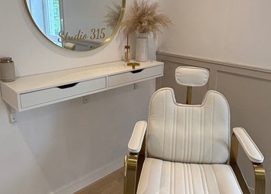 Luxurious beauty chair at N Dbrows&Beauty, Busby, Scotland, GB, creating a serene and elegant atmosphere.