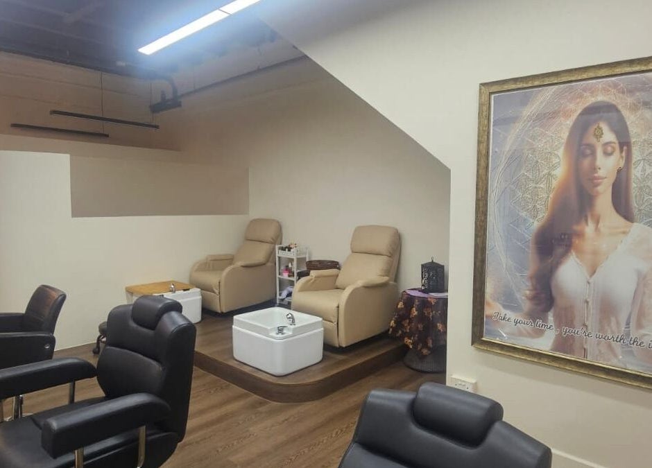 Peaceful salon seating at Beauty by Devi with plush chairs, Singapore, Singapore, SG.