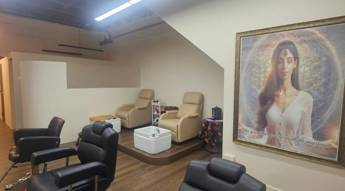 Peaceful salon seating at Beauty by Devi with plush chairs, Singapore, Singapore, SG.