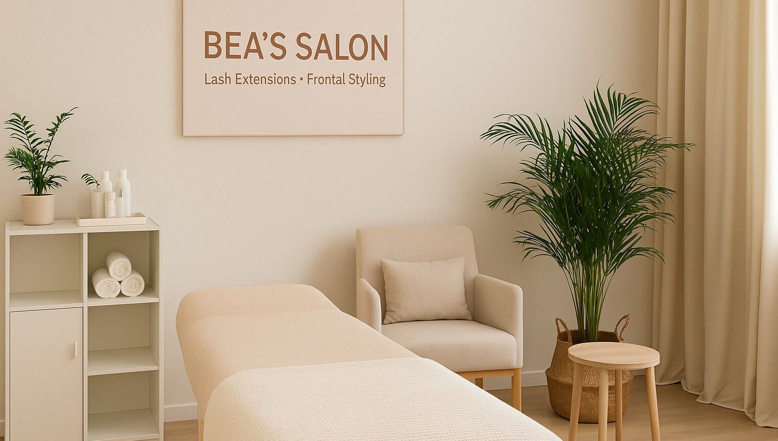 Relaxing interior of Bea's Salon in Lagos, Lagos, NG featuring a treatment bed and calming decor.